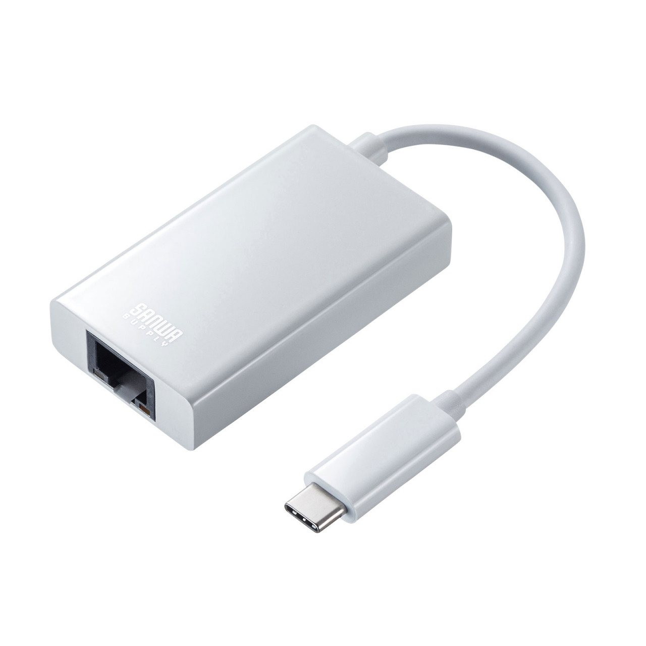 USB3.2 TypeC-LAN変換アダプタ(USBハブポート付・ホワイト) USB3.2 TypeC-LAN変換アダプタ(USBハブポート付・ホワイト)