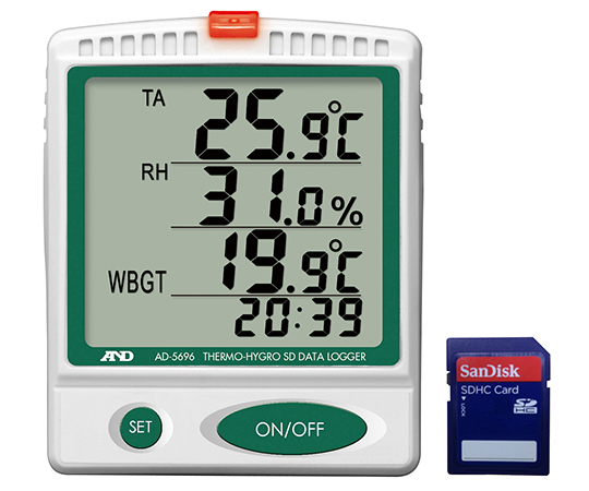 温湿度SDデータロガー 熱中症指数計 / 熱中症指数モニター AD-5696
