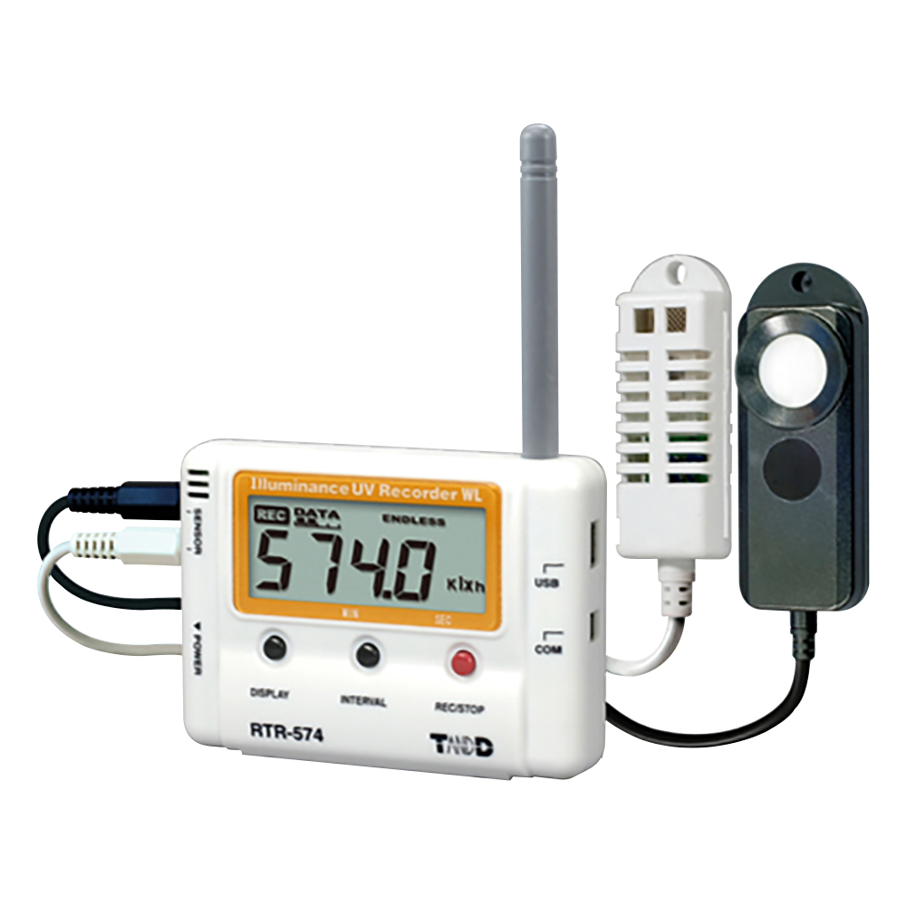 ワイヤレスデータロガー（子機）温度・湿度・照度・UV×各1ch RTR-574
