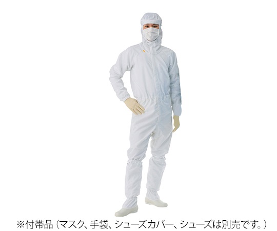 クリーンウェアフード一体ツナギ服（男女兼用） ホワイト M FD175C-01