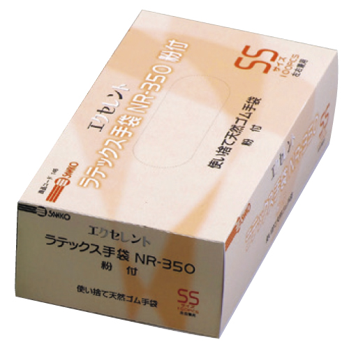 エクセレントラテックス手袋(粉付) NR-350(100マイイリ) SS エクセレントラテックス手袋(粉付) NR-350(100マイイリ) SS